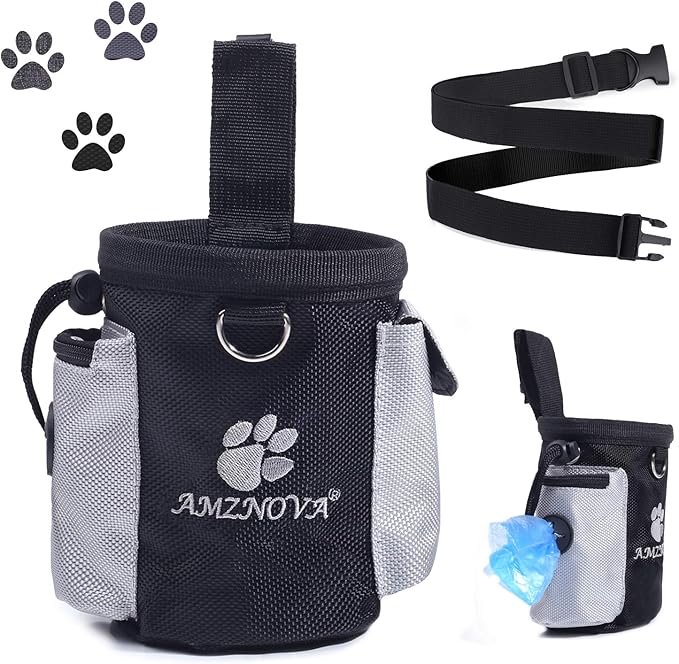 AMZNOVA Dog Treat Bag, Dog Training Bag with Builtin Poop Bag