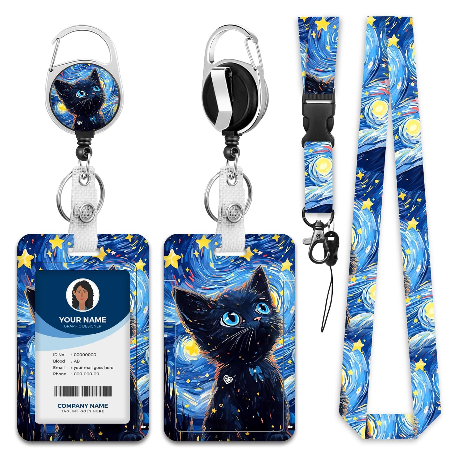 Photo 1 of *MINOR DAMAGE - USED*
Lanyards for ID Badge Holder for Women Cute, Teacher Lanyard with ID Holder Clip,Retractable Keychain Badge Reel Heavy Duty, Teacher Nurse Work Office Gifts (#18?Starry Sky cat)