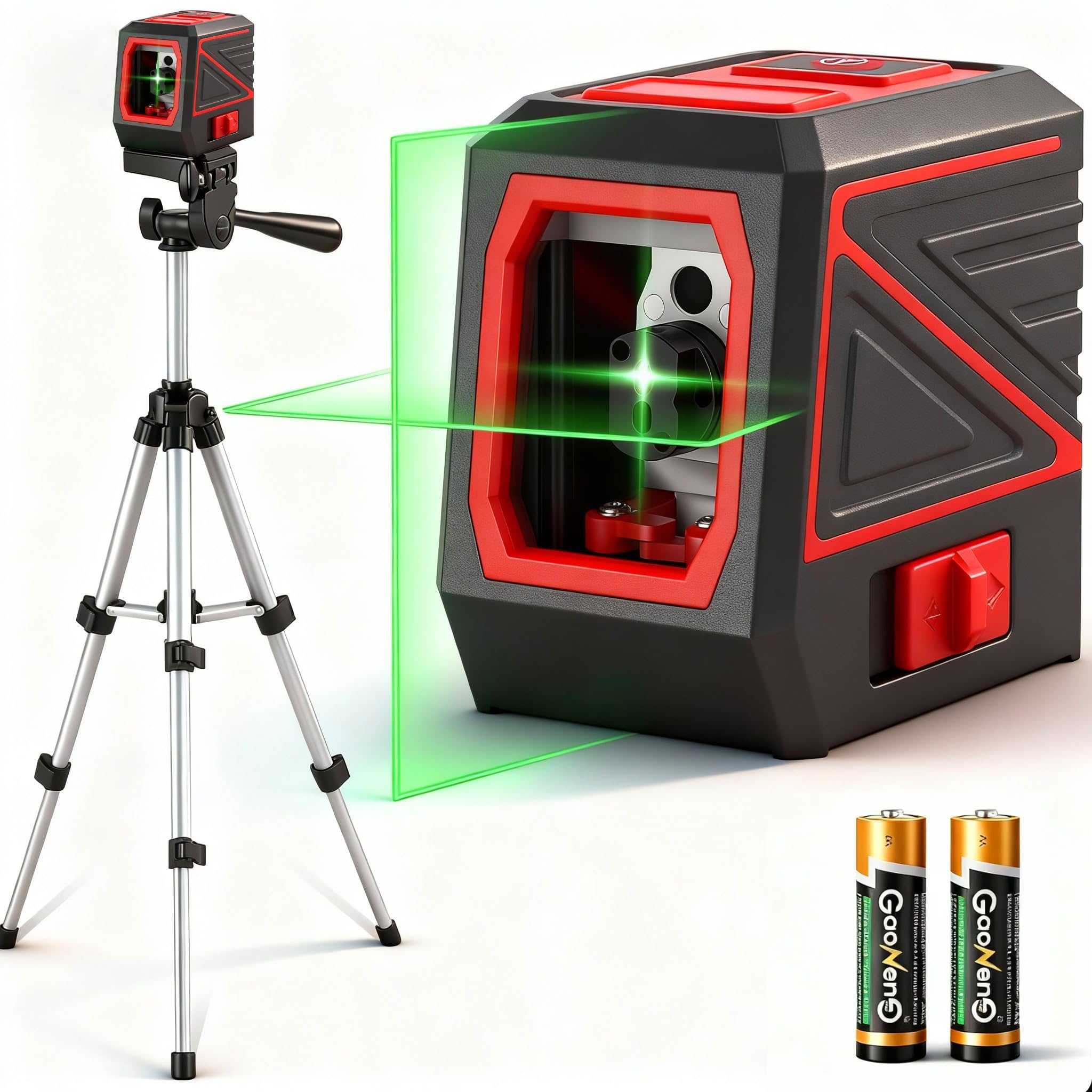 Laser Level with Tripod, 100 feet Green Cross Line Self Rotary Leveling Laser Level, Vertical and Horizontal Line, Rotatable 360 Degree, Manual Self leveling and Pulse Mode,IP54 Waterproof & Battery Image