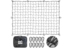 Finiboko Cargo Net for Pickup Truck Bed-4' x 6' Stretches to 8' x 12', Small mesh(4”x4”) Latex(5mm) Bungee Net Mesh-Truck Bed net Compatible with Dodge Ram, Ford, Chevy, Toyota