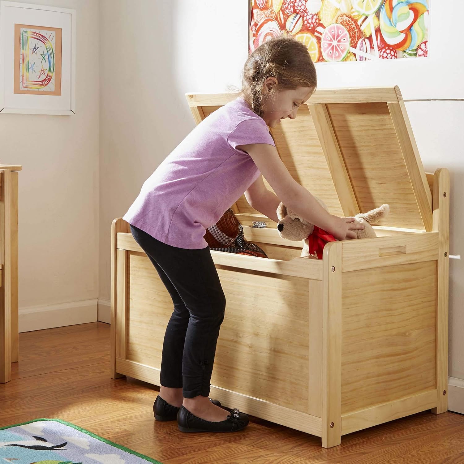 Melissa & Doug I Wooden Toy Chest - Honey I Playspaces and Décor I Furniture I 3+ I Gift for Boy or Girl, Gold - Image 3