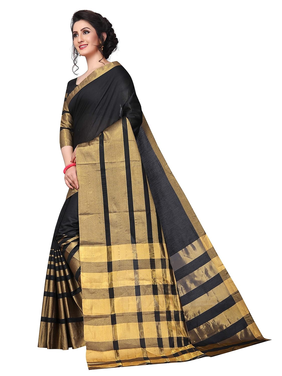 perfectblue women's linen saree with blouse piece (cdzari)