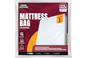 Utopia Home Twin Size Mattress Cover for Moving, 4 Mil Heavy Duty Plastic Mattress Bag for Disposal, Mattress Encasement Fits Mattresses up to 14 Inches, Mattress Bags for Moving