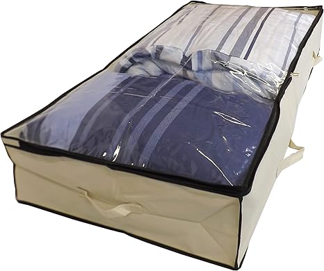 Neusu Starke Unterbettkommode, Durchsichtigem Verschluss, 150 Liter 125x60x20cm, Beige