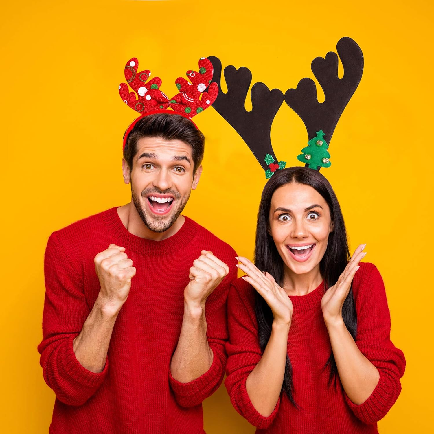 Ruisita 9 Pack Christmas Reindeer Headband Ornaments Christmas Antlers Costume Headwear Decoration Assorted Styles Christmas Party Gifts for Christmas Holiday Party - Image 5