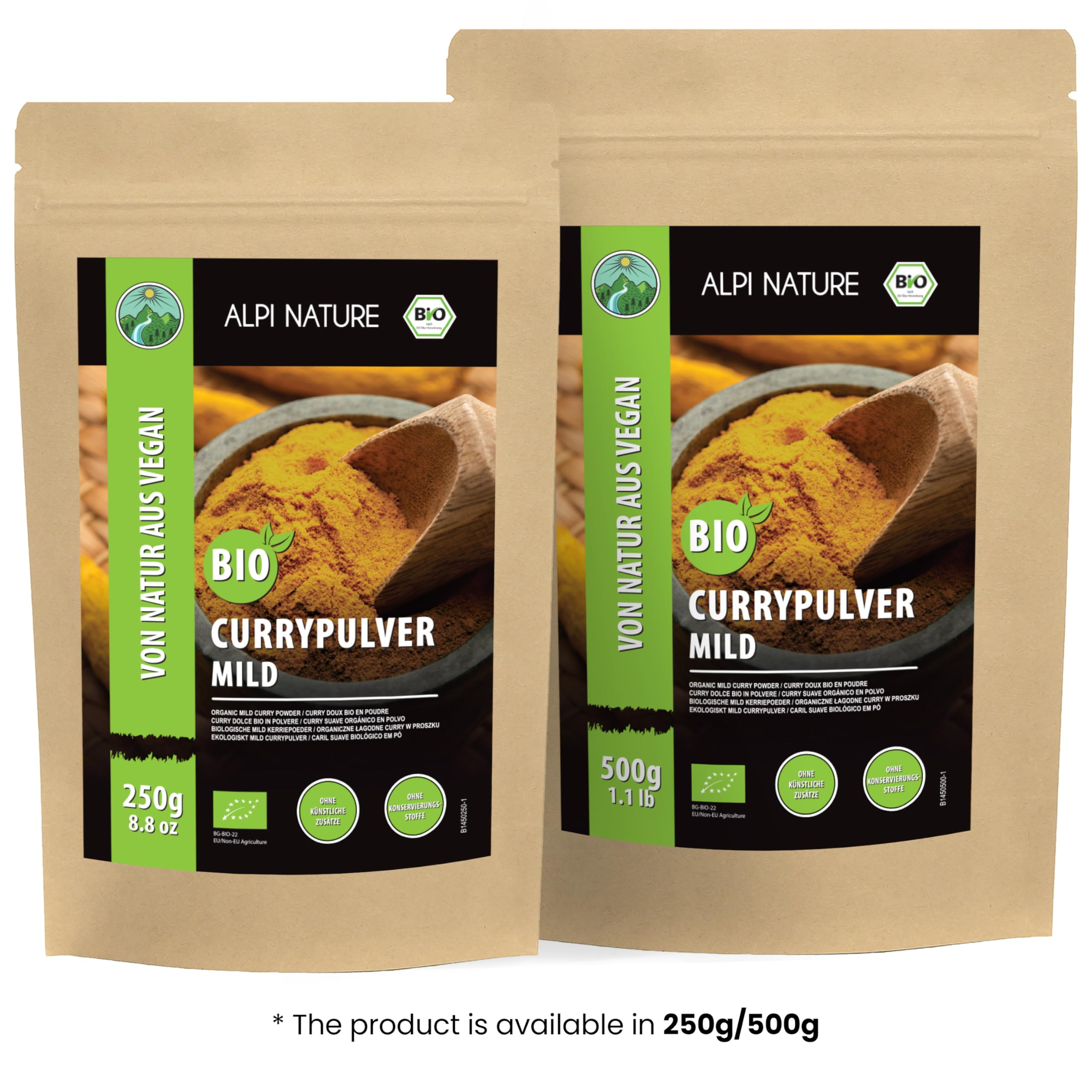 Alpi Nature Curry Pulver mild BIO 250g, Premium Qualität Curry Pulver bio, indische Gewürze 8