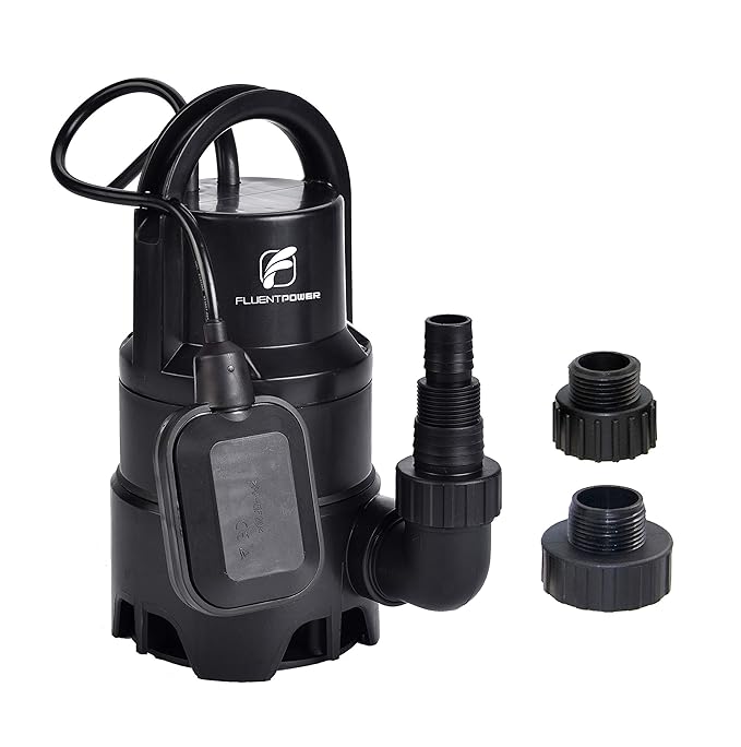 FLUENT POWER Submersible Pump 110V/60Hz 1/3HP 2100 GPH Clean/Dirty Submersible Water Pump