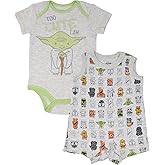 STAR WARS Yoda Infant Baby Boys Bodysuit & Sleeveless Romper Clothing Set