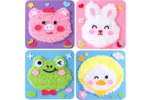 4 Pack DIY Embroidery Doll Set, Cartoon Animal Felt Sewing Kit for Kids, Sewing Needle and Thread Painting, Educational Craft