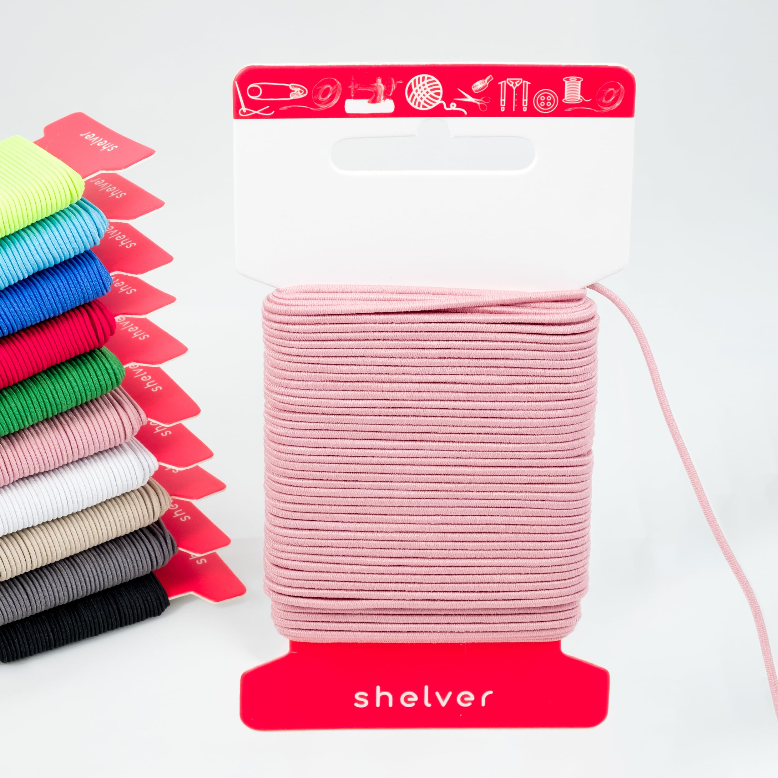 Shelver Premium Elastic Cord, 1.5mm Dried Rose, 20m