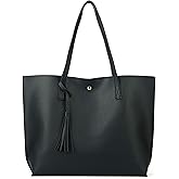 Nodykka Women Tote Bags Top Handle Satchel Handbags PU Faux Leather Tote Bag with Tassel Shoulder Purse
