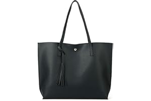 Nodykka Women Tote Bags Top Handle Satchel Handbags PU Faux Leather Tote Bag with Tassel Shoulder Purse