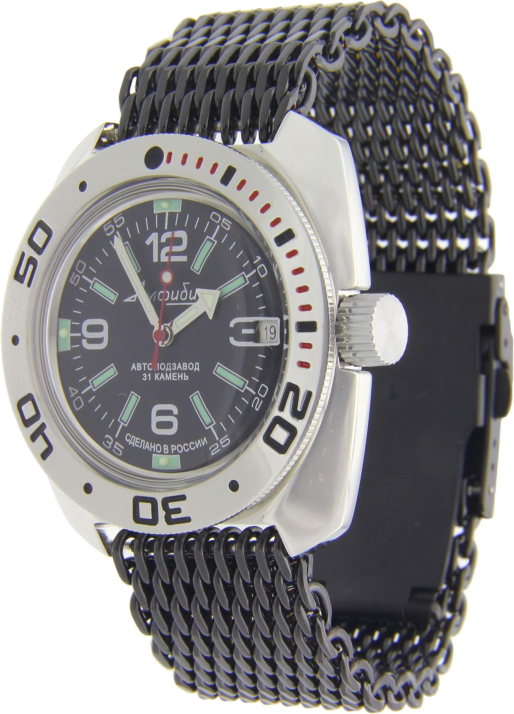 #710640 Automatic Mens Wristwatch Mesh Black