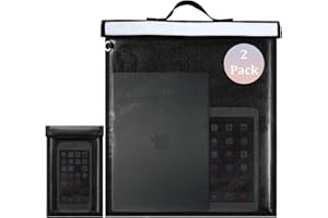 QUCTAK Large Faraday Bags with Faraday Key Fob Protector, 16'' X 19'' Faraday Cage with Reflective Strip, Waterproof & Fireproof Faraday Key Fob Protector, Anti-Theft Faraday Bag for Laptop, Phone, Car Keys