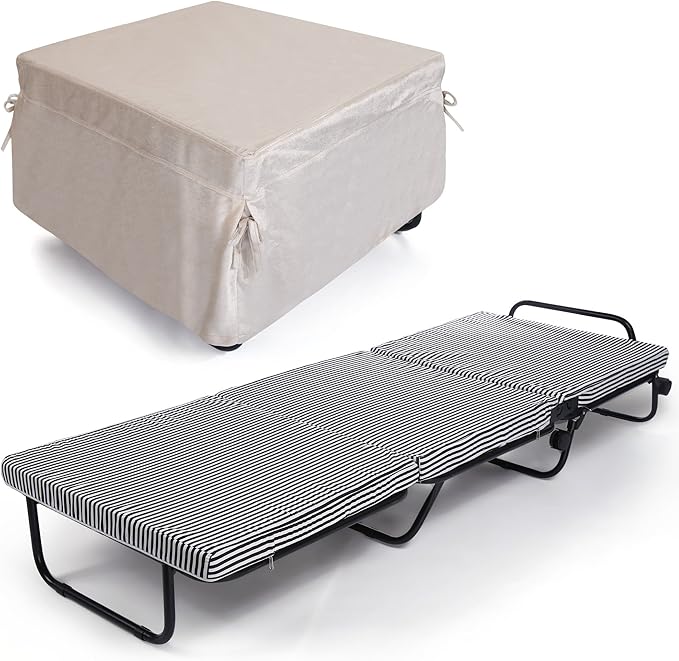 Homdox Folding Bed, TriFold Portable Guest Beds With Memory Foam