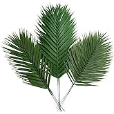 CCINEE 12 PCS Artificial Palm Leaves, Assorted Sizes Faux Large Palm Fronds Fake Tropical Plant Simulation Safari Leaves with