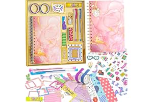 Ambesi DIY Journal Set for Girls, Create Your Own Scrapbook Kit, Diary Art and Crafts Supplies for Ages 7 8 9 10 11 12 13 Year Old Girls, Creative Journaling for Kids, Gifts for Children Girls