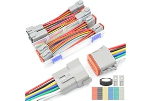 ALFOCI 4 Set 12 Pin DT Connector Waterproof Automotive Electrical Butt Connector 16 AWG Wire Connectors Kit with Waterproof Heat Shrink Tubing for Car Truck Boat, 4 Kits (F- 12Pin Wiring 4Pair)…