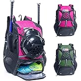 VIGEGARI Baseball Backpack for Youth, Boys, Adults - Bat and Softball Equipment Bag With Glove Holder, Helmet, Shoes Compartment - T-Ball Accessories and Baseball Gifts