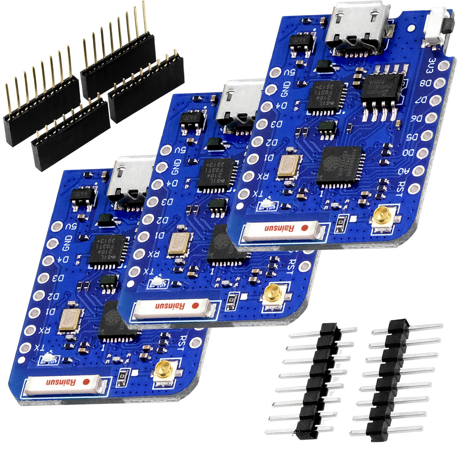 AZDelivery 3 x D1 Mini Pro 4MB ESP8266 ESP-8266EX CP2104 WiFi External Antenna Connector Micro USB Serial Converter IoT Development Board PWM/12C/1-Wire compatible with Arduino Including E-Book!