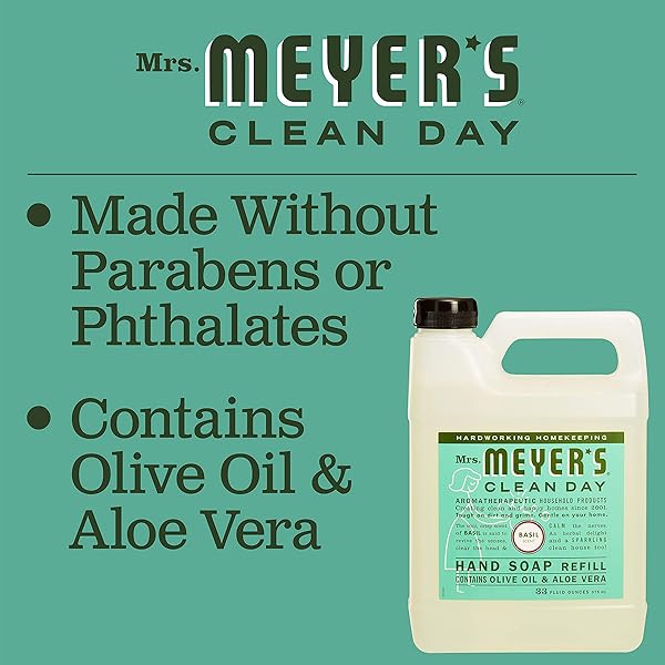 MRS. MEYER’S CLEAN DAY HAND SOAP REFILL, BASIL SCENT, 33 FL OZ BOTTLE