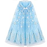 PHOGARY Snowflake Princess Hooded Cape - Blue Princess Fancy Dress, Halloween Costume, Carnival & Birthday Party, Size 4-8, Gift for Girls