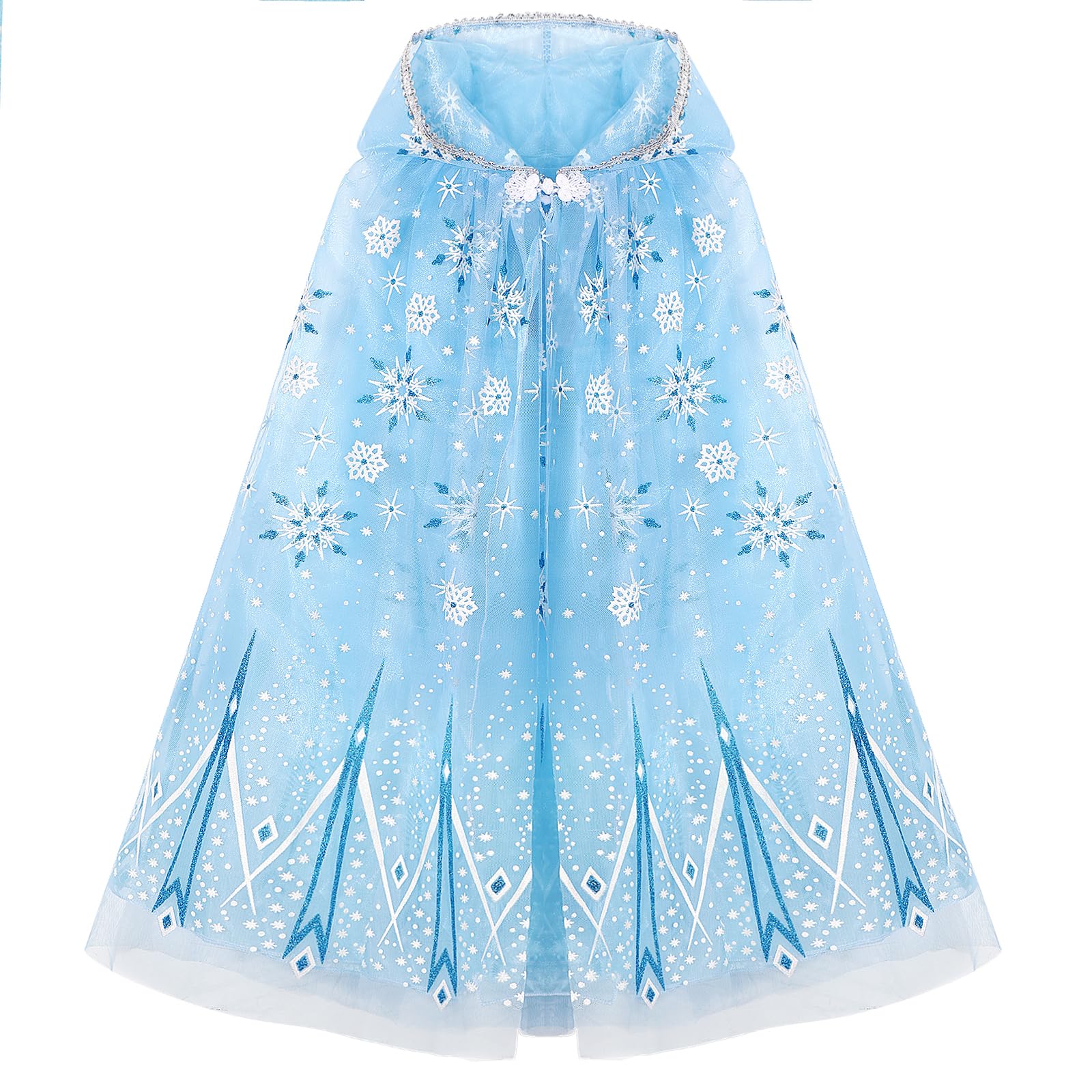 Photo 1 of PHOGARY Snowflake Princess Hooded Cape - Blue Princess Fancy Dress, Halloween Costume, Carnival & Birthday Party, Size 4-8, Gift for Girls