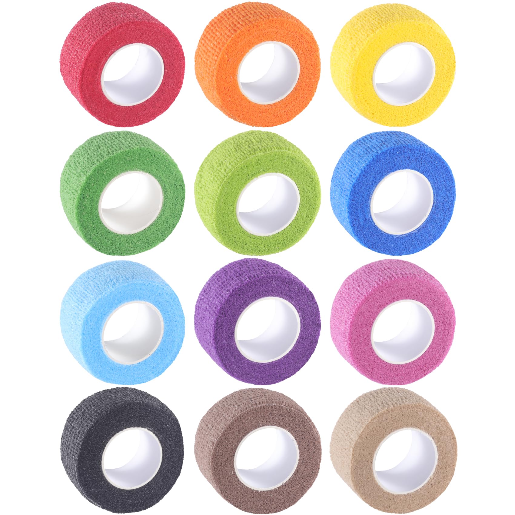 Photo 1 of IndigoCase 12 Pack Self Adhesive Bandage Wrap 1 Inch, Multi Color Bandages Variety Pack, Elastic Sports Grip Tape, Vet Wrap, Small Bandages Bulk for Fingertip, Knuckle, Kids and Pets.