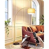 EDISHINE 78.3" Gold Arched Floor Lamp with Remote, Mid Century Modern Reading Light Over Chair, Tall Arc Standing Lamp for Li