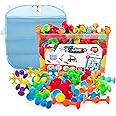 ODELA Genius Suckers 155Pcs Suction Toy Kids Sensory Toys – Baby Toy Suckers Building Toys – STEM Development Sucker Toys for Kids – Colorful Suction Toy for 3 Year Olds – Interactive Bath Toy Set