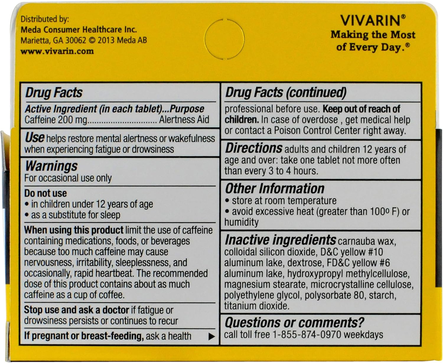 Vivarin Tablets Alertness Aid, 40 Count, 1 box: Health & Personal Care