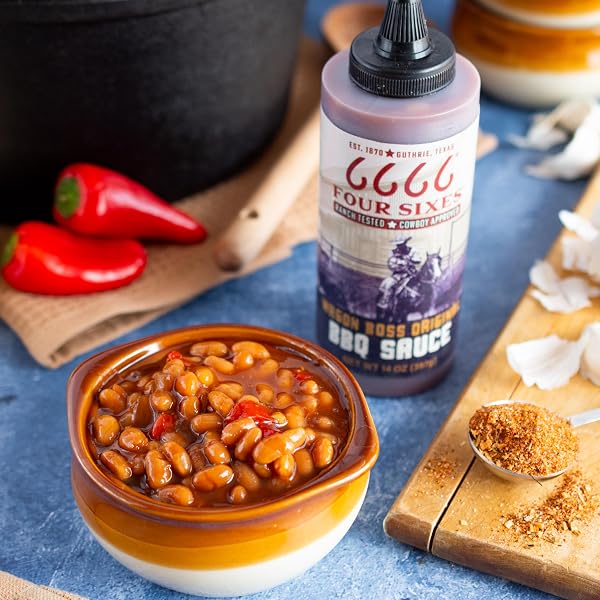 6666 FOUR SIXES WAGON BOSS ORIGINAL BBQ SAUCE, 14 OUNCE