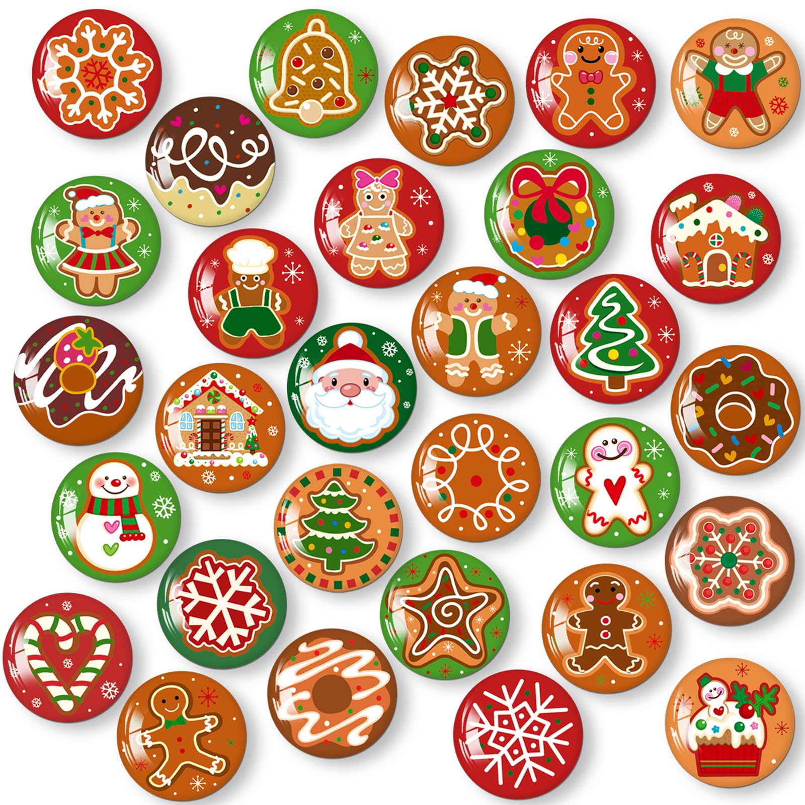 MORCART 30PCS Christmas Magnets for Fridge, Refrigerator Magnets Merry Xmas Decoration Dishwasher Locker Whiteboard Magnetic Board Cabinets Classroom Office Cubicle Biscuits