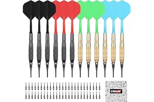 CyeeLife Darts Plastic Tip,Soft Tip Darts Set,12 Pcs 18 Gram with 50 Extra Dart Tips for Electronic Dartboard