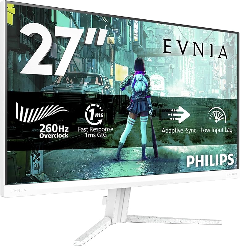 Evnia Gaming Monitor 27M2N3201PL 27 pollici 1920x1080, FHD, 260Hz, Fast IPS Panel, 1ms GtG, (HDMI1x 2.0 DP 1x 1.4) HDR10, G-Sync Compatible Bianco