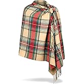 Achillea Oversized Scottish Tartan Plaid Shawl Wrap – Soft Cashmere Feel Winter Scarf, 80" x 30"