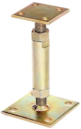 GAH-Alberts 212391 Pfostenträger höhenverstellbar, zum Aufschrauben - galvanisch gelb verzinkt, Höhe: 150 - 190 mm