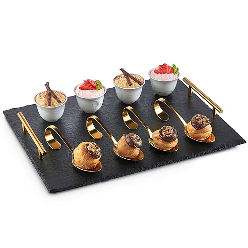 Commichef Natural Tapas and Serving Tray with Stainless Steels Handle