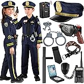GIFTINBOX 12PCS Police Costume for Kids, Kids Police Officer Costume for Boys Girls with Accessories, Halloween Costumes for Boys and Girls