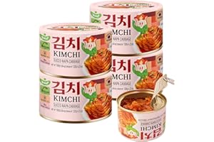 DELIEF Sliced Spicy Kimchi - Authentic Korean Napa Cabbage, Vegan, Gluten-Free, Shelf-Stable Canned, No Preservatives, 5.64 oz/160 g (4 Packs)