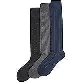 Polo Men's Striped Over the Calf Sock 3 Pair Pack, Navy/Gray, Anthracite/Gray, Black/Charcoal, Men's Shoe Size: 6-12