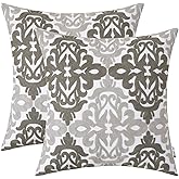 HWY 50 Gray Grey Decorative Throw Pillow Covers 18x18 Inch, Pack of 2 Embroidered Cotton Farmhouse Cushion Cover Pillow Case for Sofa Couch Living Room Bed Bedroon, Accent Geometric