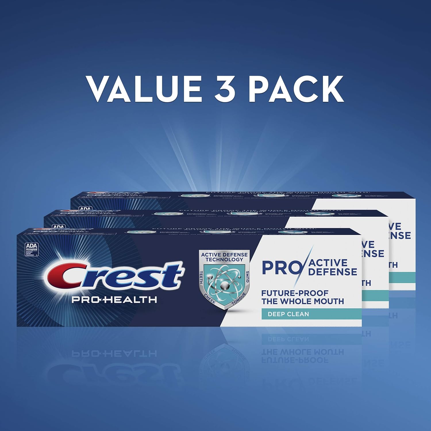 Crest Pro-Health Pro|Active Defense Deep Clean Toothpaste, 4.0 oz, Pack of 3 : Beauty