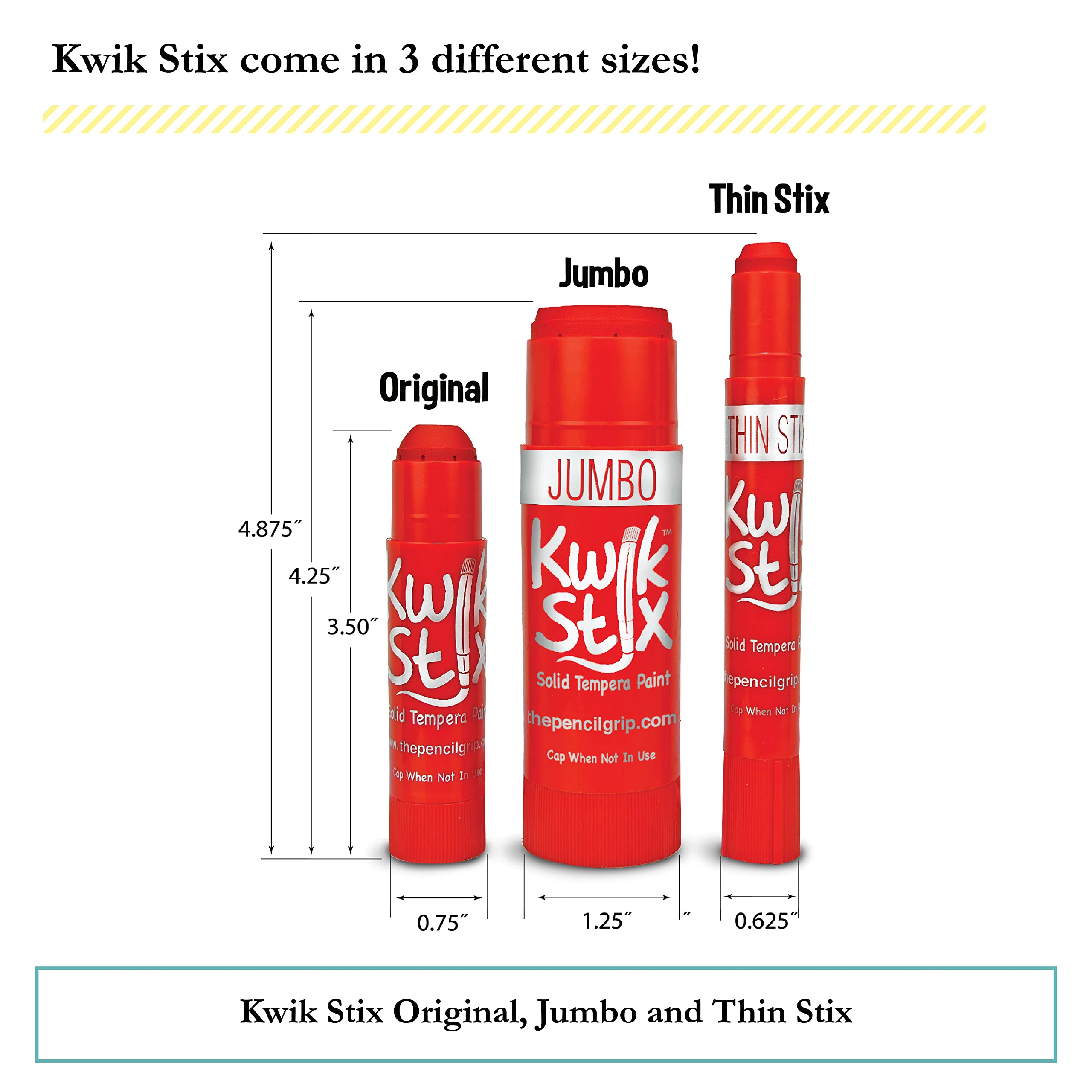 Kwik Stix Solid Tempera Paints, Thin Stix Paint Pens, Super Quick Drying, 12 Classic Colors for Children - 12 Pack - TPG-608