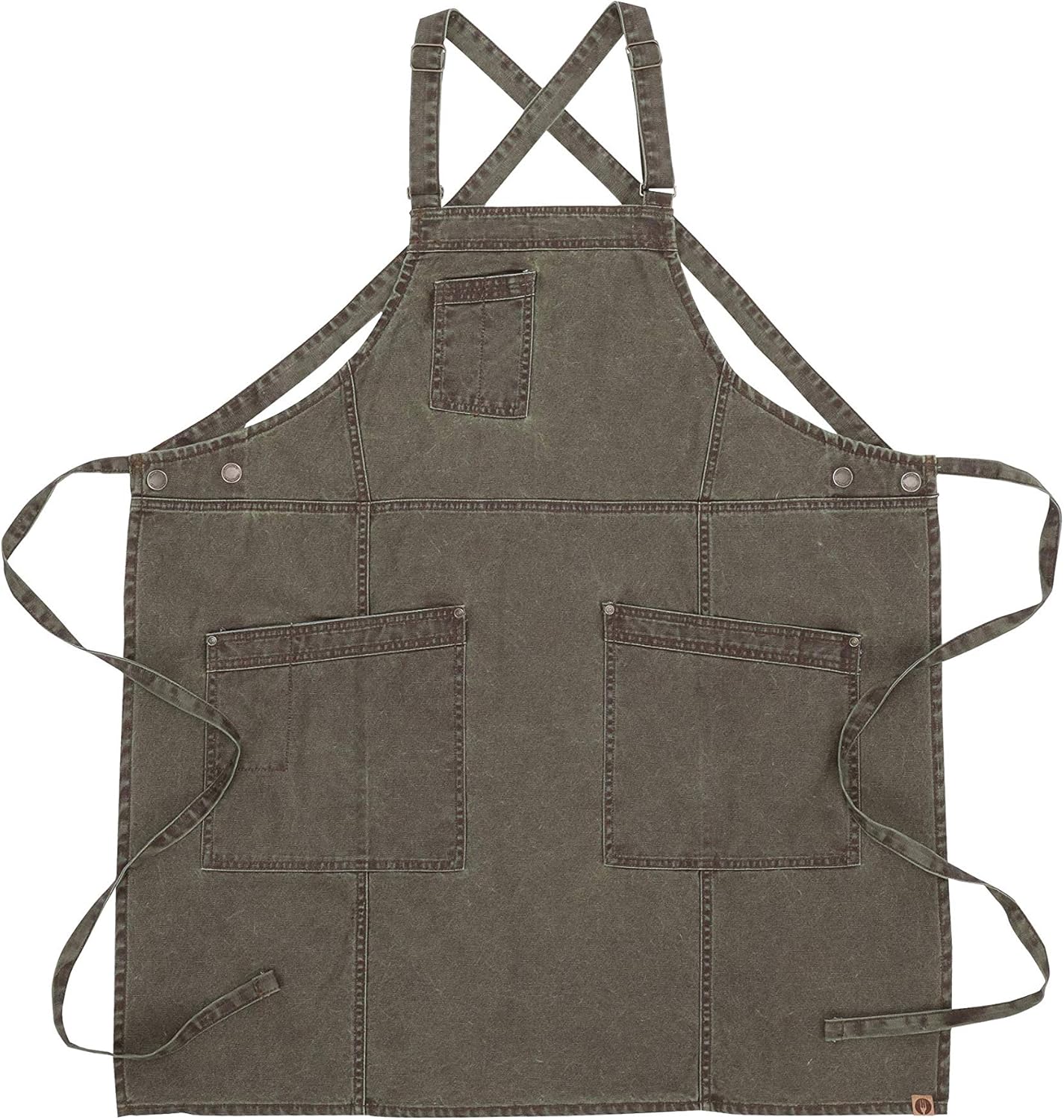Chef Works unisex adult Denver Cross-back Bib Work Utility Apron, Olive Wood, One Size US: Clothing