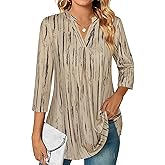 Ninedaily Womens Tops Dressy Casual 3/4 Sleeve V Neck Chiffon Shirt Work Blouses