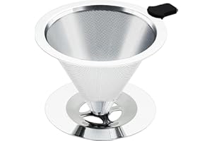 MEET GREAT Premium Pour Over Coffee Dripper with Reusable Stainless Steel Filter – Portable, Easy Clean Coffee Maker for Single Cup Brewing – Ideal for Home, Office, Camping