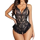 Avidlove Teddy Lingerie for Women Sexy Cut Out Lace Bodysuit One Piece Criss Cross Backless Mini Babydoll
