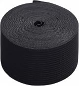Trimming Shop 75mm Wide Elastic Band 25m Black Polyester Rubber Waistband Tape