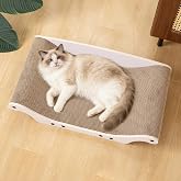 UUig Cat Scratcher Bed 25" Large Cardboard Cat Scratcher Couch | Cat Scratcher Sofa for Large Cats, Abrasion Resistant Curve Cardboard Cat Sofa, Widened Scratch Pad for cats with catnip